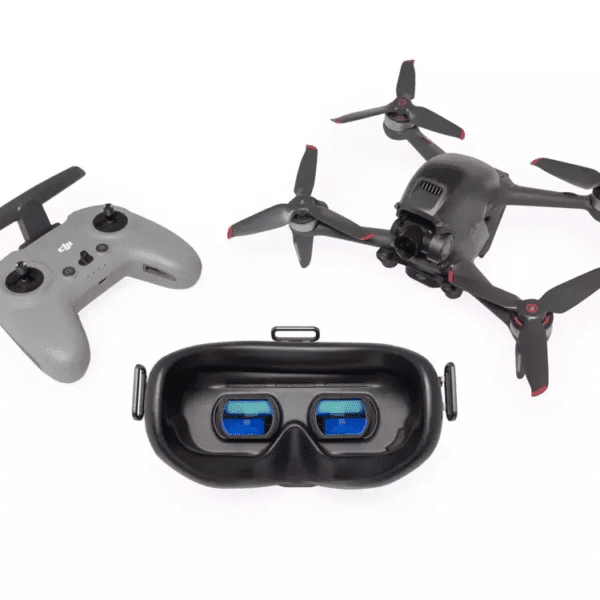 DJI FPV drone and controller with headset equipped with prescription lenses