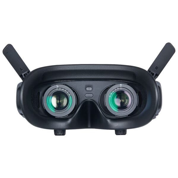 Front-facing interior view of DJI Goggles 2 showing attached prescription lens inserts
