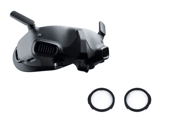DJI Goggles 2 with detachable prescription lens inserts shown separately