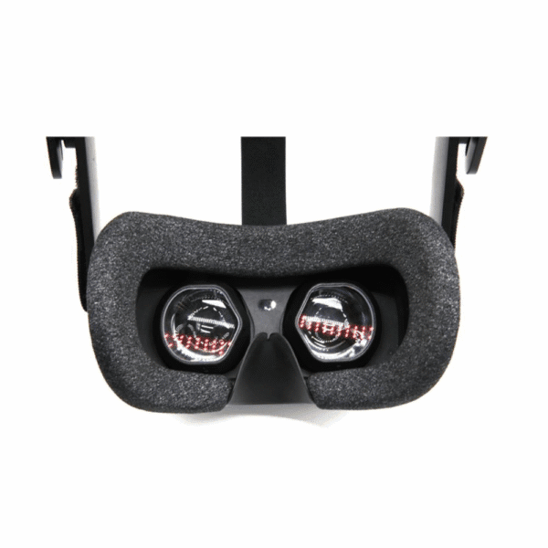 Close-up of HP Reverb G2 headset with installed prescription lens adapters