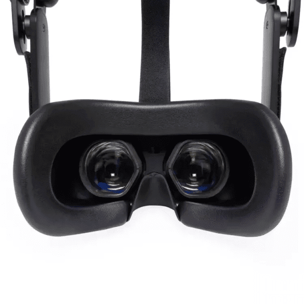 HP Reverb G2 headset beside a pair of detachable prescription lens adapters