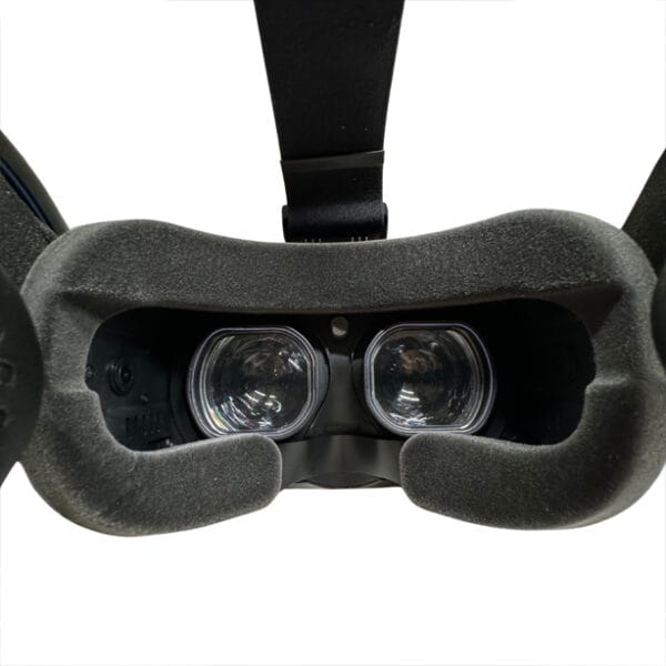 Interior view of headset displaying integrated prescription lenses inside the eye relief area