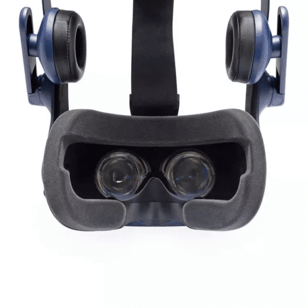 Top-down interior view of HTC Vive Pro headset with prescription lenses installed