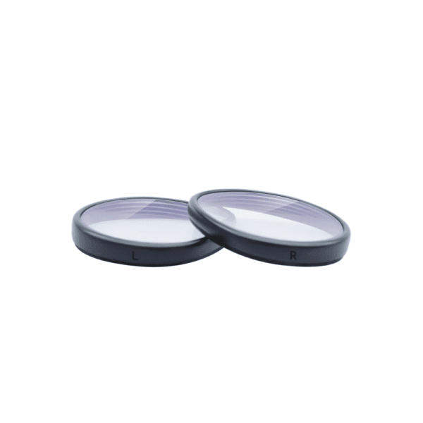 Close-up of Meta Quest 3 prescription lenses stacked showing curved surface