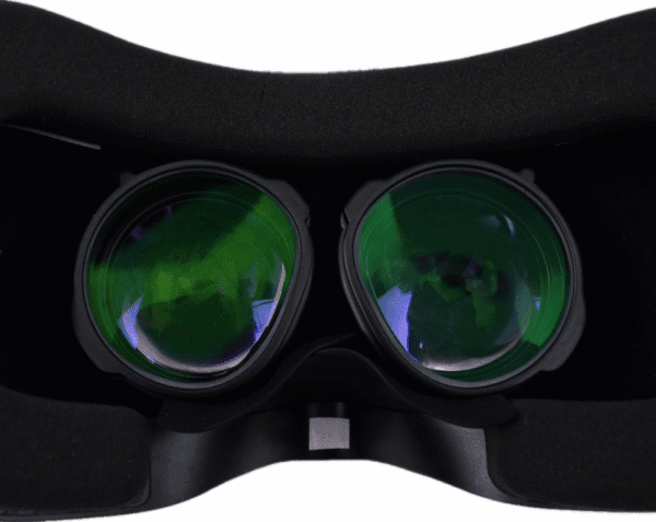 Pimax Crystal interior view showing prescription lenses installed over optics
