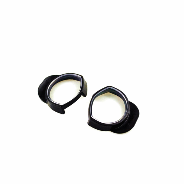 Prescription lens frames and inserts for Sony PlayStation VR headset shown separately