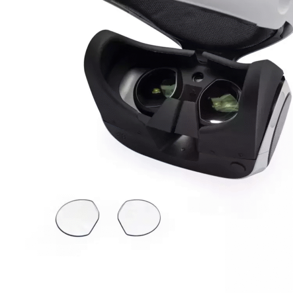 Interior view of PSVR headset with prescription lens inserts positioned next to optical lenses