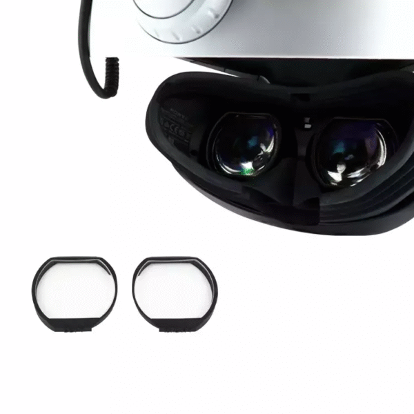 Prescription lenses and adapters for PSVR 2 headset placed beneath visor