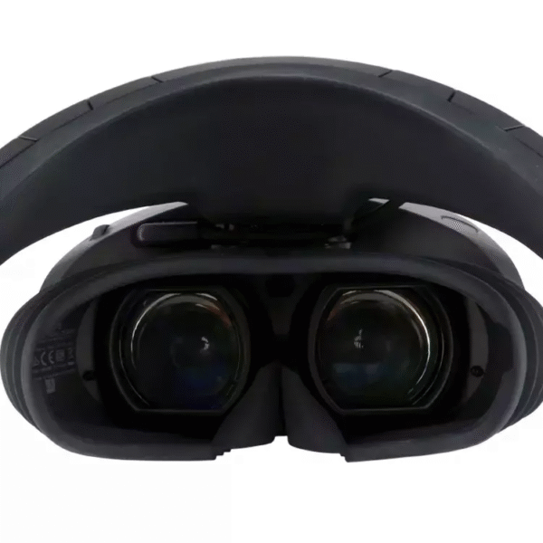 Player view inside PSVR 2 headset showing prescription lenses aligned with optics