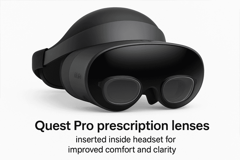 Upgrade Your Vision: VR Prescription Lenses for Headset Users in 2025 2 Quest Pro prescription lenses inserted inside headset for improved comfort and clarity