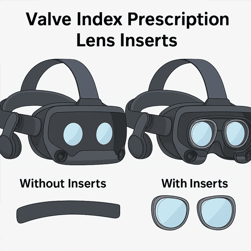 Upgrade Your VR Setup: Comfort, Clarity, and Customization Tips for Gamers 3 Valve Index lens insert structure comparison showing before and after installation. Highlights improved visual clarity and enhanced wearing comfort for nearsighted VR users