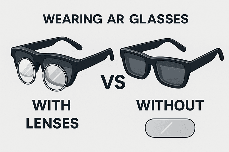 🚀 AR glasses prescription lenses: Why 2025 Is the Year They Matter 1 Overview of AR glasses with prescription lenses, showing compatibility and insert placement.