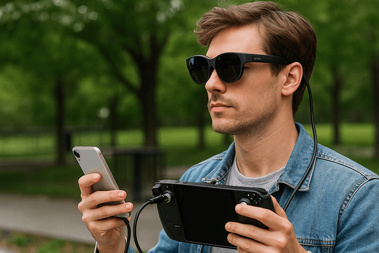 Xreal Air 2 Prescription Lenses in 2025: Bridging Vision & AR 2 User with Xreal Air 2 connected to Steam Deck
