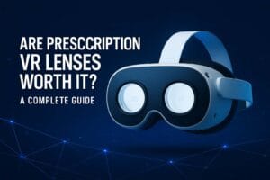 Cover image for the article “Are Prescription VR Lenses Worth It? A Complete Guide” featuring a Meta Quest 3 headset with a tech-inspired background.