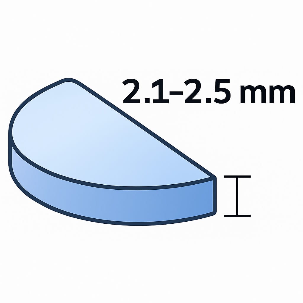 psvr2-prescription-lenses-guide 6 PSVR2 prescription lenses cross-section showing 2.1–2.5 mm thickness