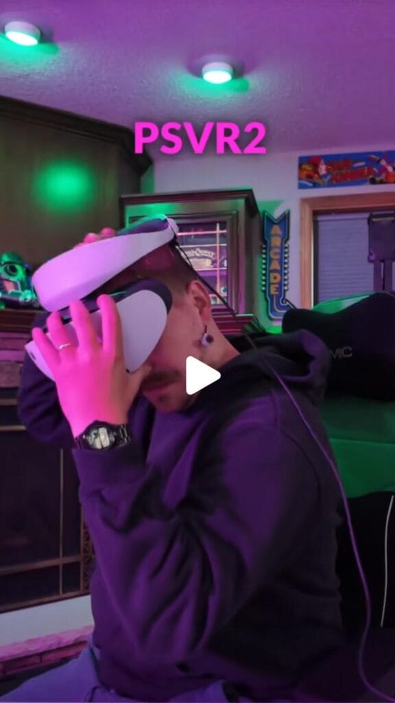 Vertical TikTok video cover of jbahrvr demonstrating VR gameplay with prescription lenses