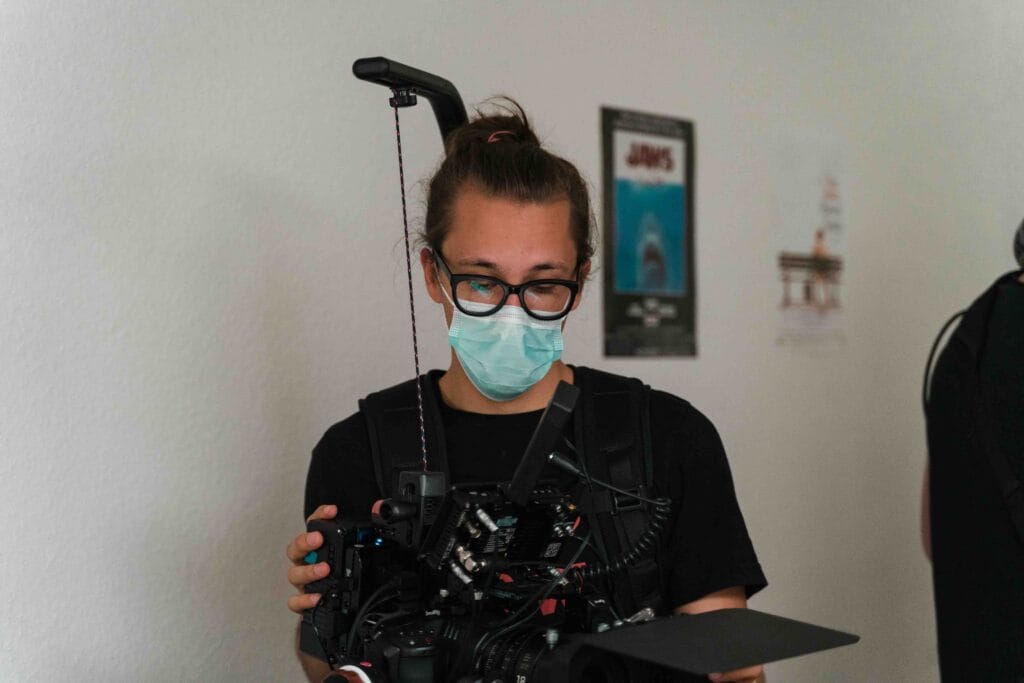 A Meta Quest user cleaning their headset