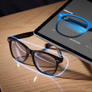 Ray-Ban Meta smart glasses featuring clear prescription lenses and ANNKUTVR technology