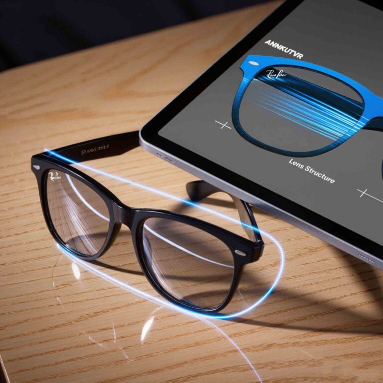 Ray-Ban Meta smart glasses featuring clear prescription lenses and ANNKUTVR technology