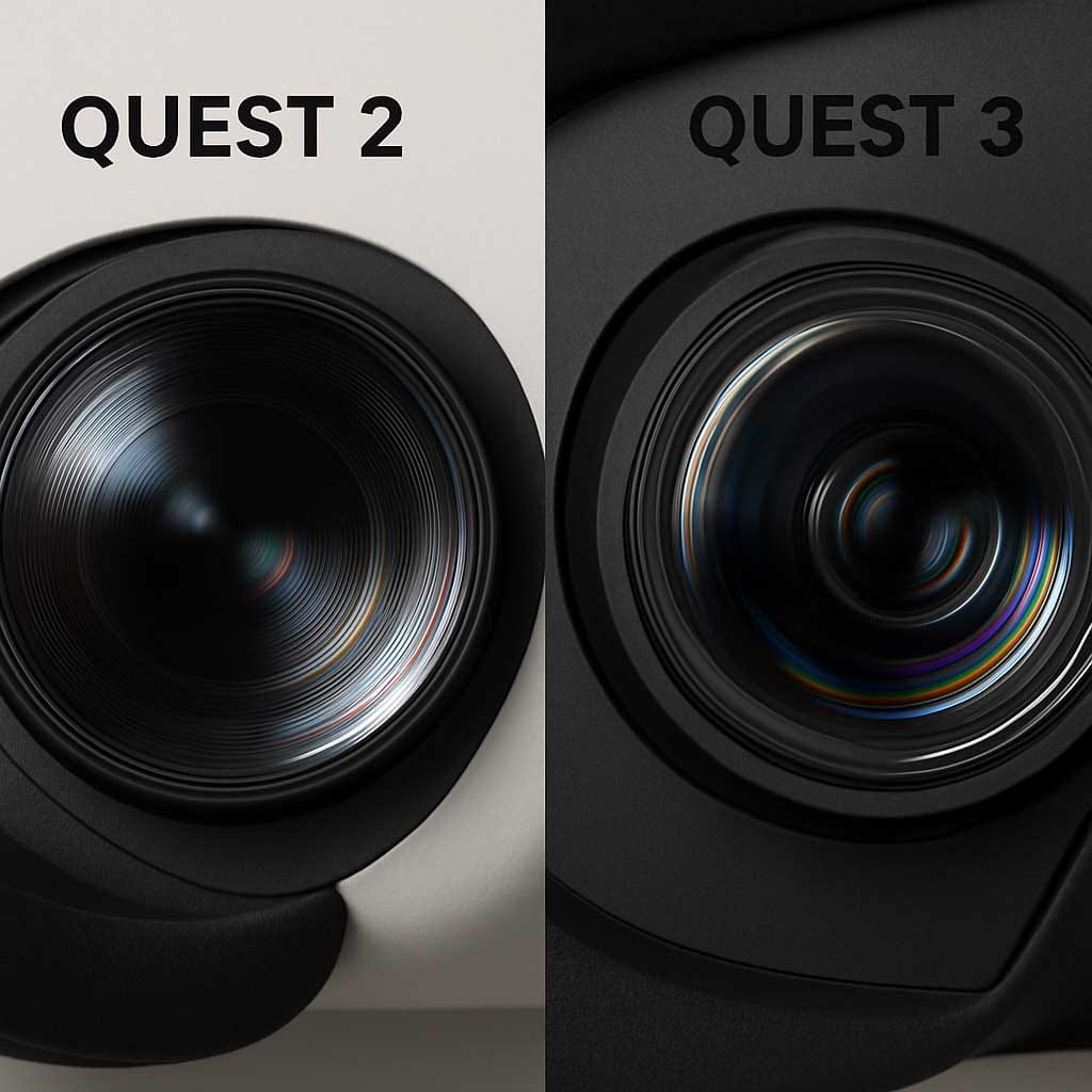 Comparative image of Quest 2 and Quest 3 lenses