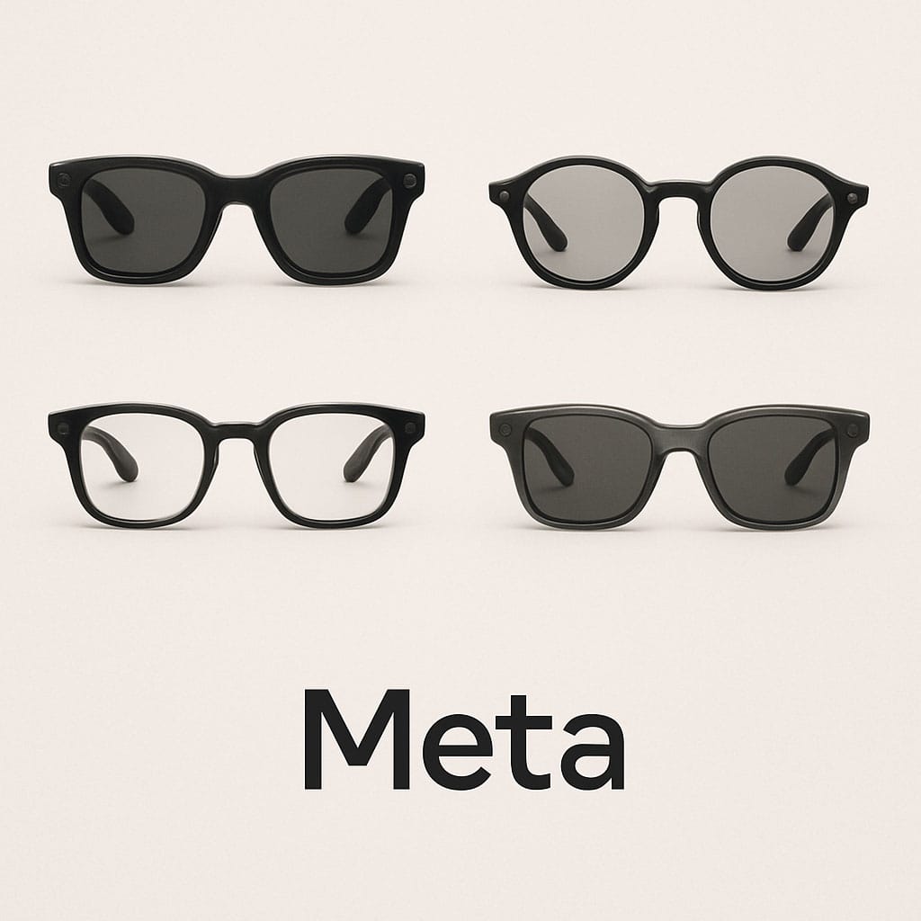 Various models of Meta glasses with an example of prescription lenses