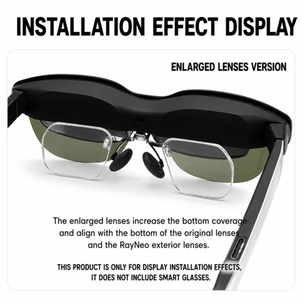 RayNeo Air 4 Pro enlarged prescription lenses installation effect display
