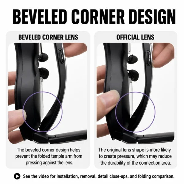 RayNeo Air 4 Pro prescription lenses beveled corner design for temple folding
