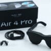 ANNKUTVR RayNeo Air 4 Pro prescription lens product packaging contents, including smart glasses, charging cable, and custom myopia lenses, demonstrating a complete solution.