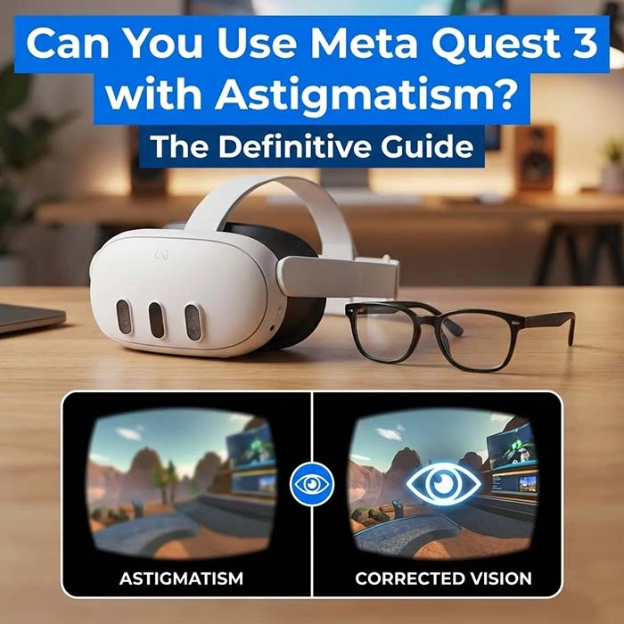 Best solution for playing Meta Quest 3 with astigmatism: ANNKUTVR custom prescription lens inserts.