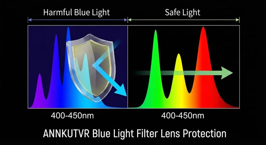 How blue light filter lenses block harmful rays from PSVR2 screens.