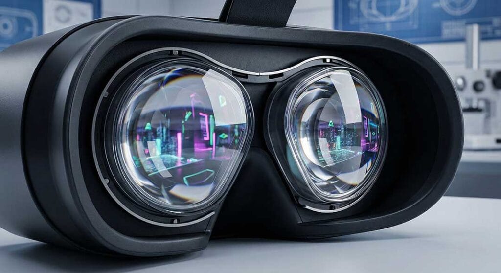 Close-up of VR lenses showcasing clarity and design