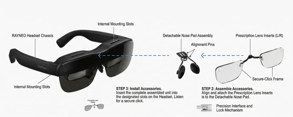 RayNeo Air 4 Pro Prescription Lenses: Compatibility Guide and Buying Checklist 4 how to install RayNeo Air 4 Pro prescription lenses