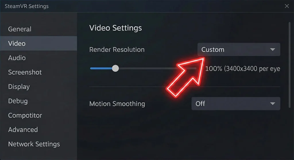 Best SteamVR render resolution settings for PSVR2 PC adapter.