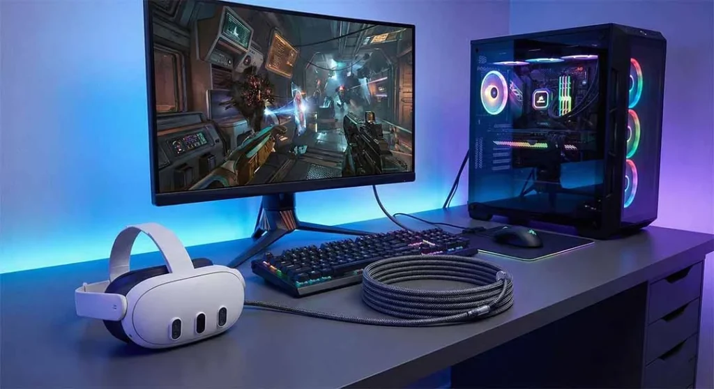 10 Must-Have Meta Quest 3 Accessories in 2026: Ultimate Comfort & Visual Upgrades 11 16ft fiber-optic USB-C link cable for zero latency Meta Quest 3 PCVR gaming.