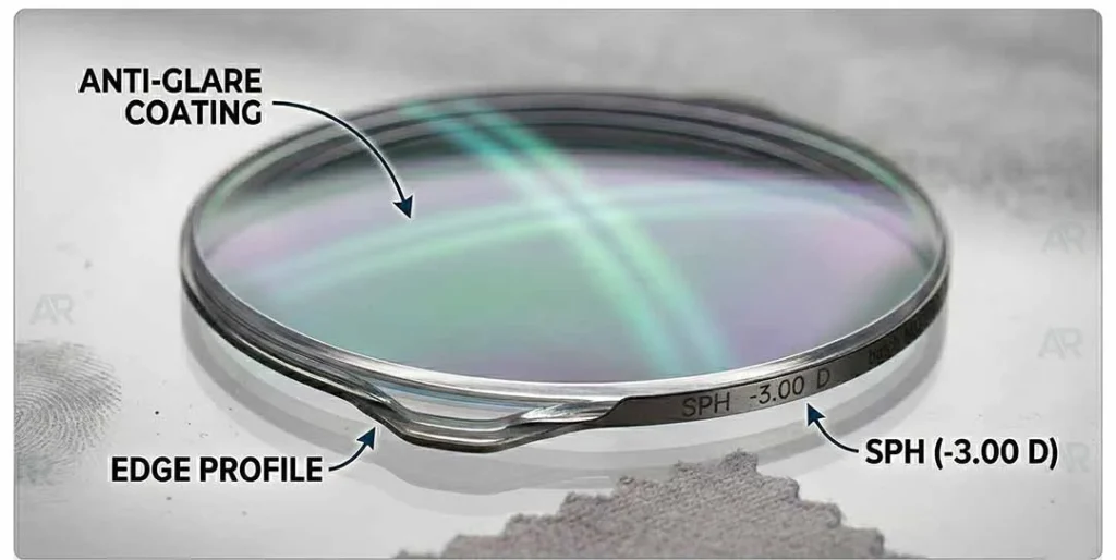 Anti-glare coated RayNeo Air 4 Pro prescription lens close-up