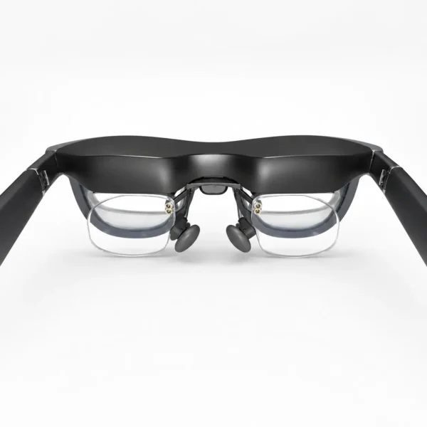 ROG XREAL R1 glasses viewed from the front with the prescription lens insert installed