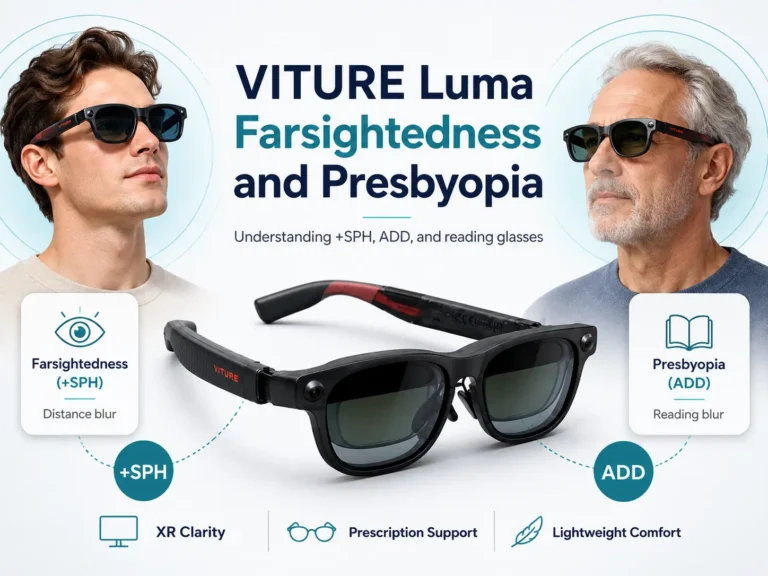 Does VITURE Luma Work With Farsightedness or Presbyopia? +SPH, ADD, and Reading Glasses 4 VITURE Luma farsightedness and presbyopia guide showing +SPH, ADD, and reading glasses prescription considerations