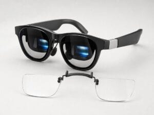 XREAL One Pro glasses with one matching prescription lens insert for fit and safety checks