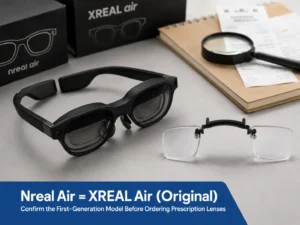 Original Nreal Air and XREAL Air glasses with a first-generation prescription lens insert for model compatibility checking