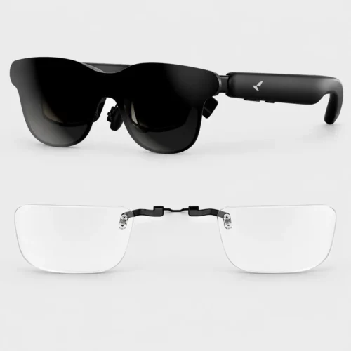 RayNeo GT glasses shown with the matching prescription lens insert