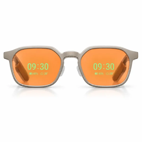 RayNeo iO AI Glasses with orange tinted lenses