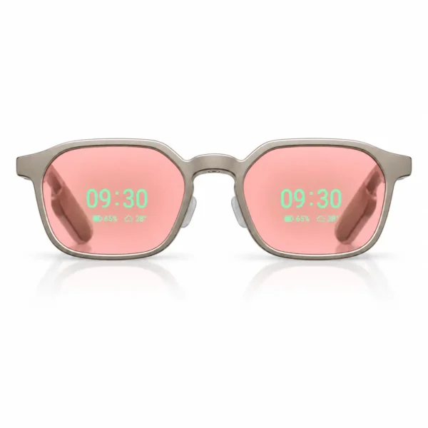 RayNeo iO AI Glasses with pink tinted lenses