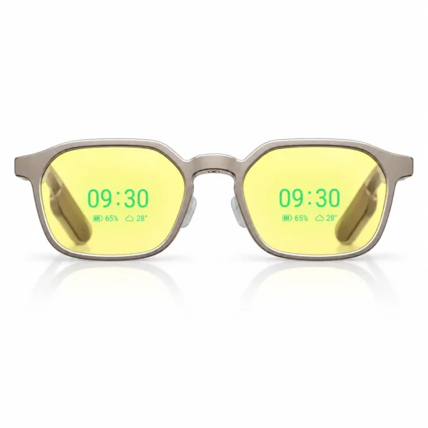 RayNeo iO AI Glasses with yellow tinted lenses